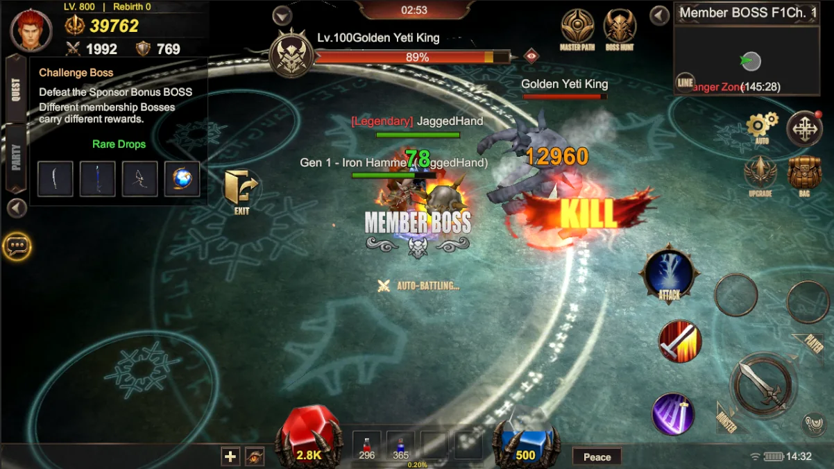 Member Boss Defeated
