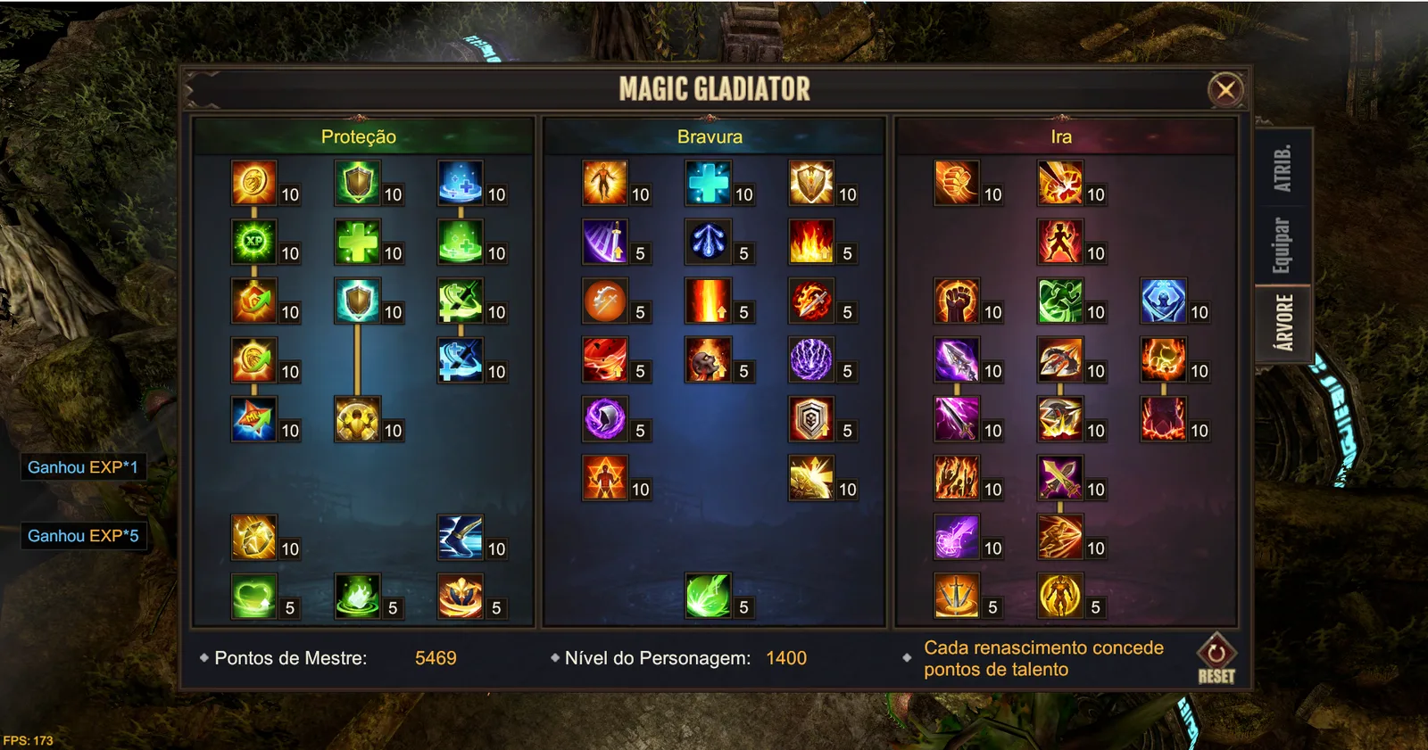 Árvore de Talentos do Magic Gladiator