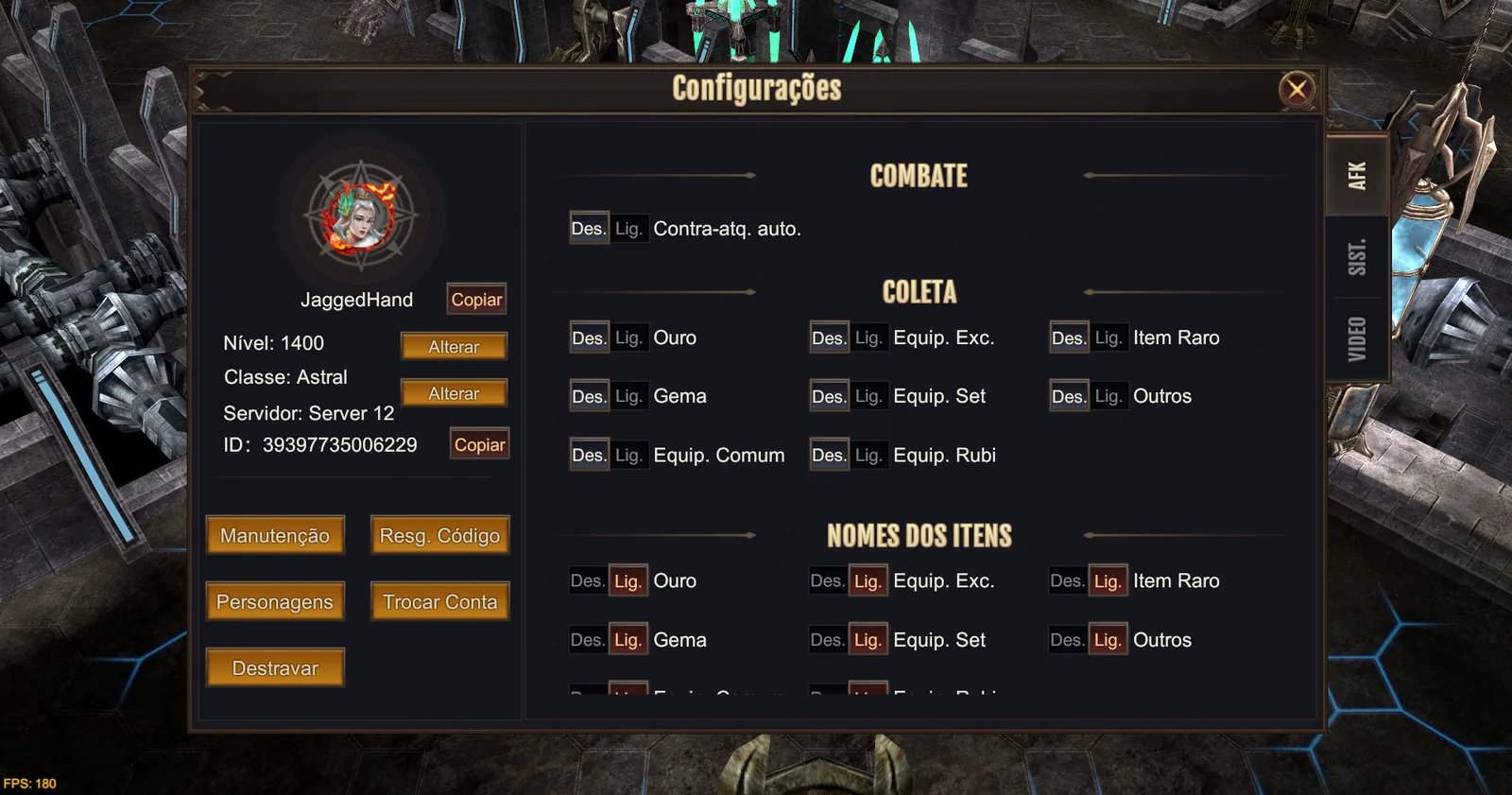 Configurações